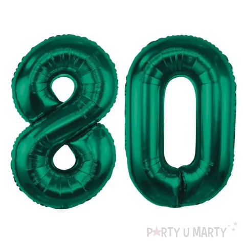 dekoracje na 80 urodziny zestaw balonow xl liczba 80 butelkowy zielony 39 dgt 2 szt