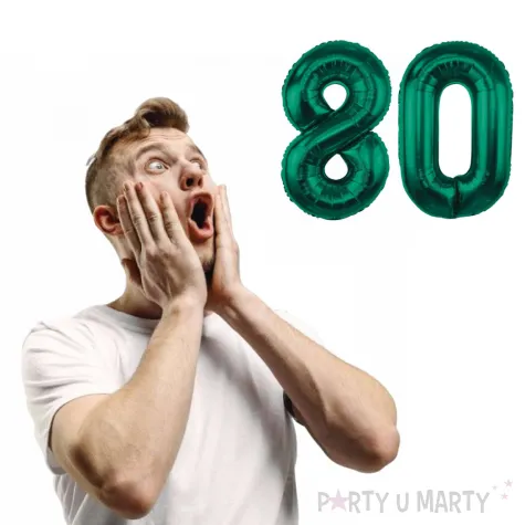 dekoracje na 80 urodziny zestaw balonow xl liczba 80 butelkowy zielony 39 dgt 2 szt