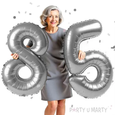 dekoracje na 85 urodziny rocznice zestaw balonow liczba 85 srebrny 39 dgt 2 elementy