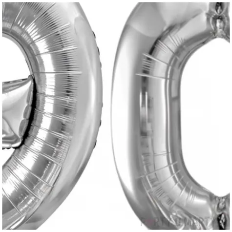 dekoracje na 90 urodziny rocznice zestaw balonow liczba 90 srebrny 39 dgt 2 elementy