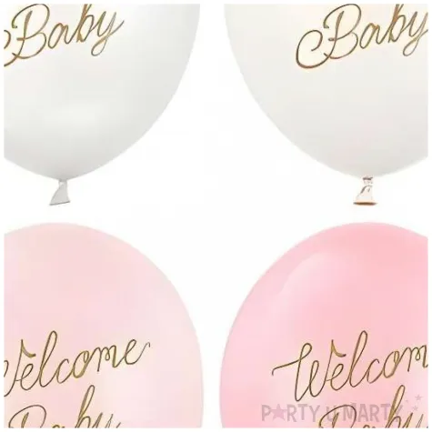 dekoracje na baby shower dziewczynki rozowe balony welcome baby 12 50 szt