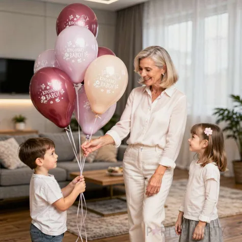 dekoracje na dzien babci balony kochanej babci kwiaty i serca rozowe 13 5 szt