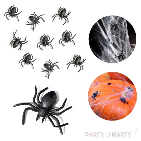 dekoracje na halloween andrzejki pajaki czarne partydeco 10 szt