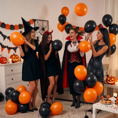 dekoracje na halloween balony pomaranczowe czarne do girlandy ozdoby halloweenowe 10 20 szt