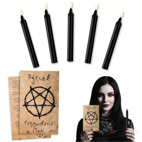 dekoracje na halloween czarne swiece rytualne rytual przywolania cieni 5 szt