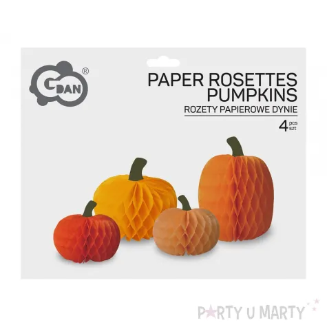 dekoracje na halloween jesien bibuly wiszace honeycomb dynia pomaranczowe 4 szt