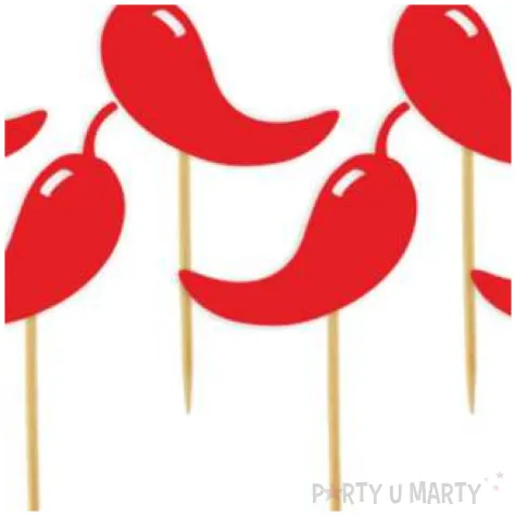 dekoracje na muffinki babeczki na meksykanskie party pikery papryczki chili czerwony 8 cm x6