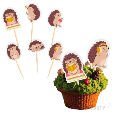 dekoracje na muffinki pikery ozdobne dzien jeza jesien do szkoly przedszkola urodziny 6 szt