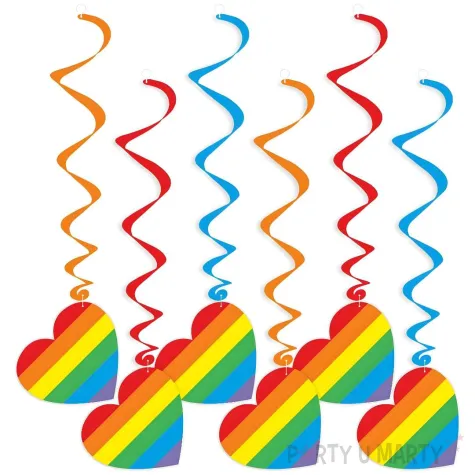 dekoracje na pride month parade rownosci swiderki wiszace teczowe serce lgbt mix 6 szt