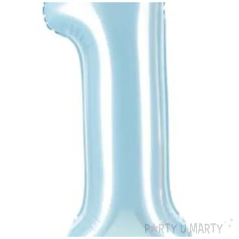 dekoracje na roczek dla chlopca 1 urodziny balon foliowy cyfra 1 stojaca blekitny partydeco