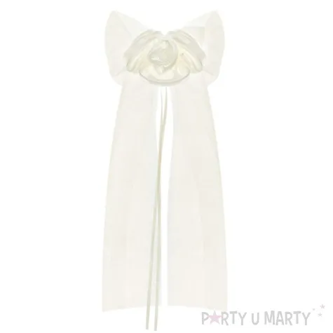 dekoracje na samochod bukieciki z organzy kremowe partydeco 2 szt