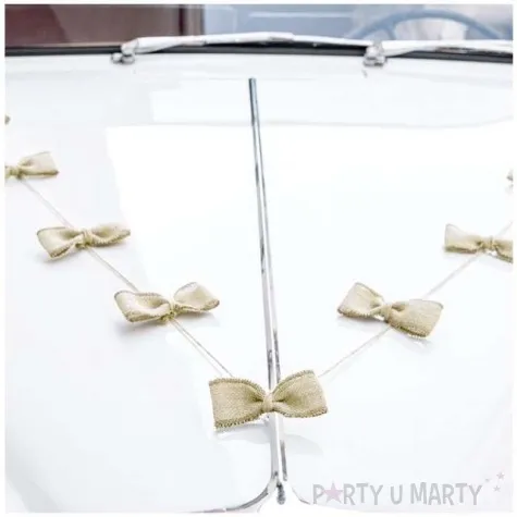 dekoracje na samochod kokardki juta partydeco zestaw