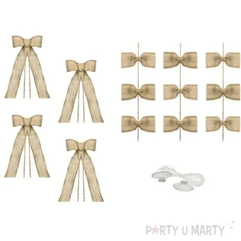 dekoracje na samochod kokardki juta partydeco zestaw