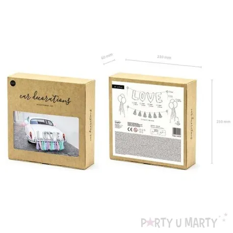 dekoracje na samochod love mix partydeco zestaw