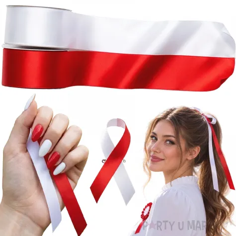 dekoracje na swieto niepodleglosci 11 listopada tasiemki na kotyliony wstazki polska biala czerwona