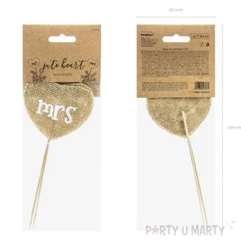 dekoracje na tort mr mrs brazowy partydeco 18 5 cm 2 szt