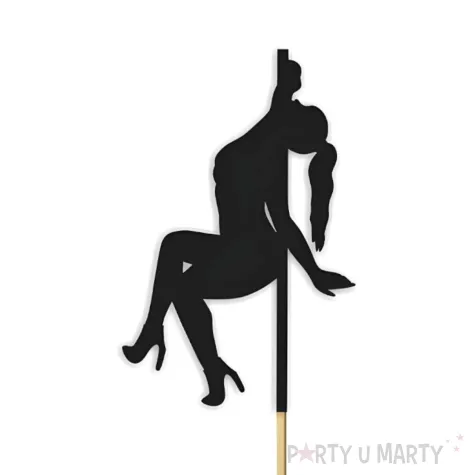 dekoracje na tort toppery papierowe hot laski na rurze pole dance czarny 12 cm 6 szt