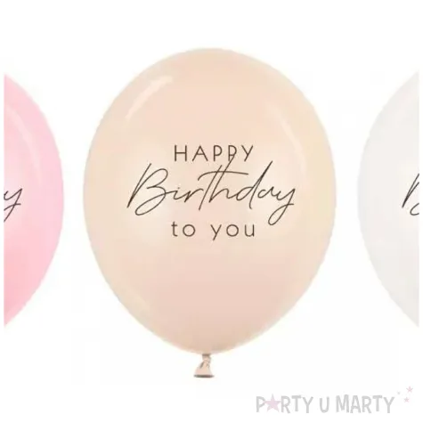 dekoracje na urodziny balony lateksowe happy birthday rozowe alabastrowe biale 12 50 szt
