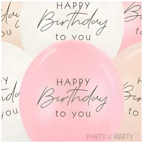 dekoracje na urodziny balony lateksowe happy birthday rozowe alabastrowe biale 12 6 szt