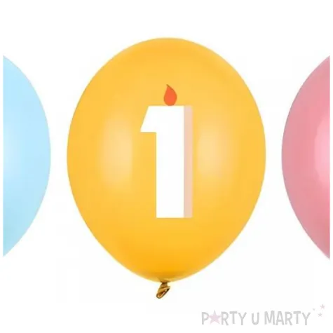 dekoracje na urodziny balony pastelowe cyfra 1 niebieskie zolte rozowe 12 50 szt