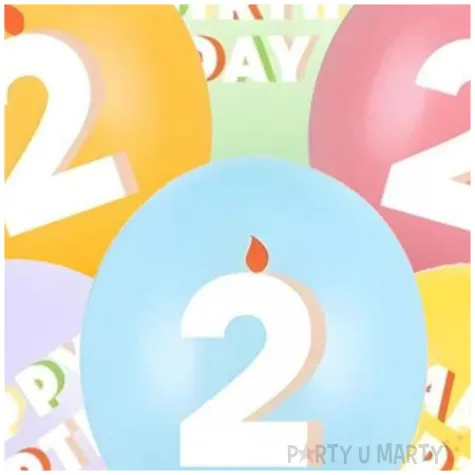 dekoracje na urodziny balony pastelowe cyfra 2 happy birthday kolorowe 12 6 szt