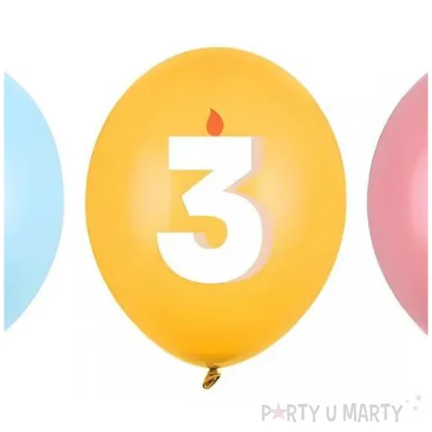 dekoracje na urodziny balony pastelowe cyfra 3 niebieskie zolte rozowe 12 50 szt