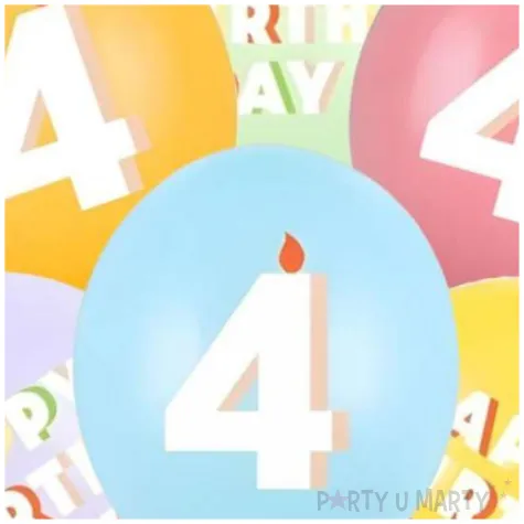 dekoracje na urodziny balony pastelowe cyfra 4 happy birthday kolorowe 12 6 szt