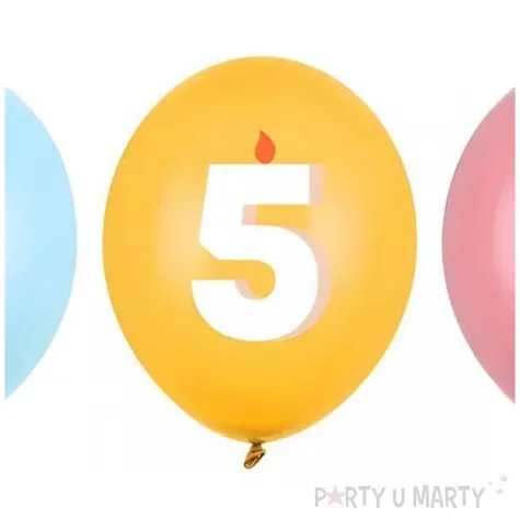 dekoracje na urodziny balony pastelowe cyfra 5 niebieskie zolte rozowe 12 50 szt