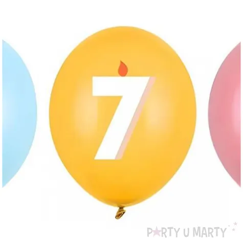 dekoracje na urodziny balony pastelowe cyfra 7 niebieskie zolte rozowe 12 50 szt