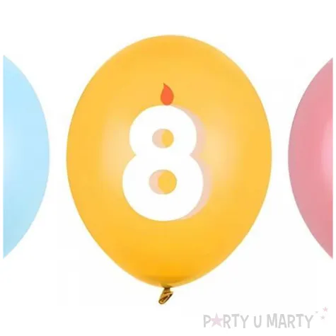 dekoracje na urodziny balony pastelowe cyfra 8 niebieskie zolte rozowe 12 50 szt