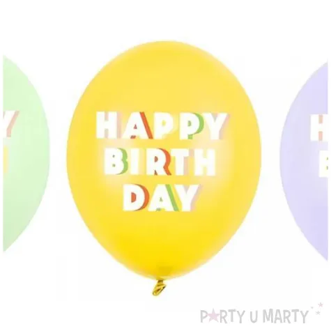 dekoracje na urodziny balony pastelowe happy birrthday fioletowe zielone zolte 12 50 szt