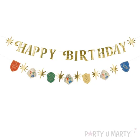 dekoracje na urodziny halloween baner girlanda papierowa harry potter happy birthday 200 cm