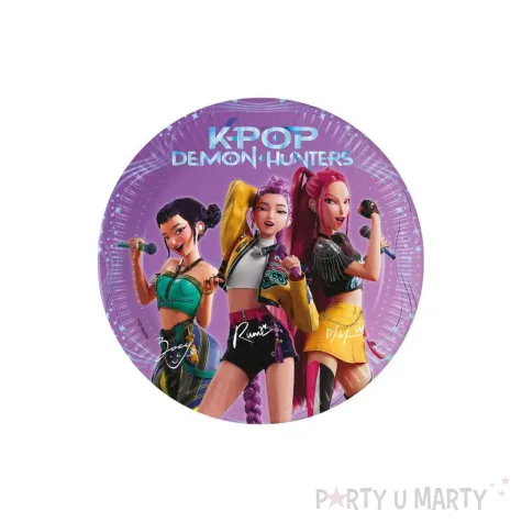 dekoracje na urodziny papierowe talerzyki kubeczki serwetki k pop demon hunters 32 elementy