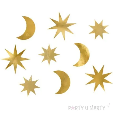 dekoracje papierowe gwiazdki zlote partydeco 9szt