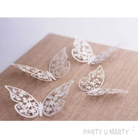 dekoracje papierowe motyl bialy partydeco 6 5x4 cm 10 szt