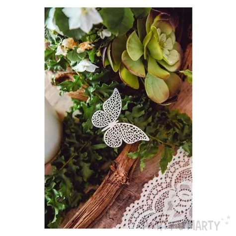 dekoracje papierowe motyl bialy partydeco 6 5x4 cm 10 szt