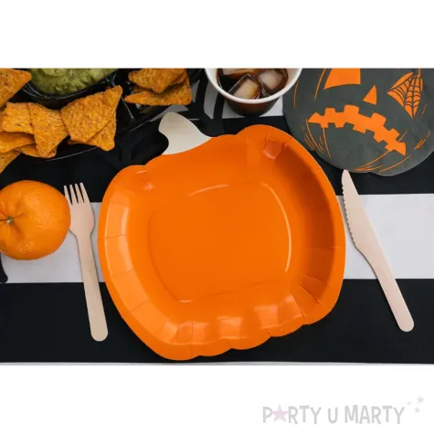 dekoracje stolu na halloween dzien dyni talrzyki papierowe jednorazowe dynia pomaranczowe 23 cm