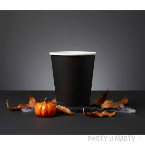 dekoracje stolu na halloween kubeczki papierowe classic czarne 250 ml 6 szt