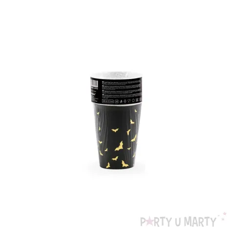 dekoracje stolu na halloween kubeczki papierowe nietoperze czarne 220 ml x6