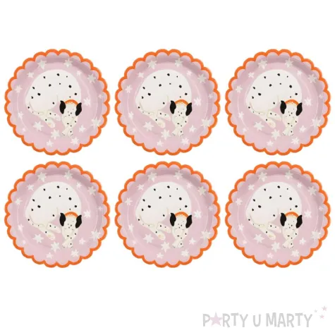 dekoracje stolu na urodziny talerzyki papierowe pies dalmatynczyk 18 cm 6 szt