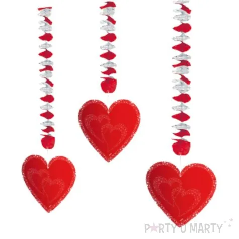 dekoracje wiszace walentynki serca folat 75 cm 3 szt