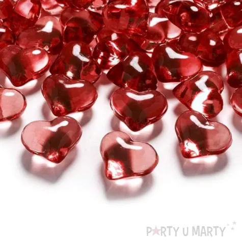 dekorcja krysztalowe serca czerwony partydeco 2 1cm