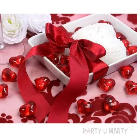 dekorcja krysztalowe serca czerwony partydeco 2 1cm