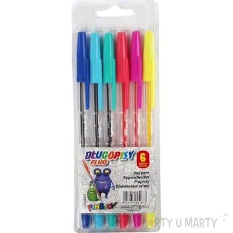 dlugopisy klasyczne fluorescencyjne mix titanum 0 7 mm 6 szt