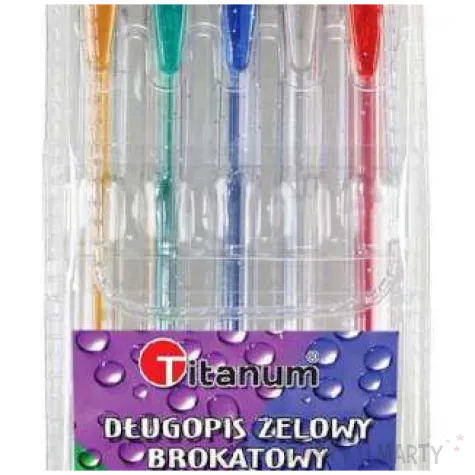 dlugopisy zelowe brokatowe mix titanum 1 mm 5 szt