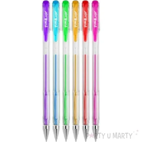 dlugopisy zelowe fluorescencyjne mix fun joy 0 8 mm 6 szt