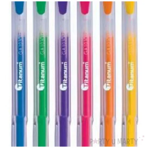 dlugopisy zelowe fluorescencyjne mix titanum 0 8 mm 6 szt