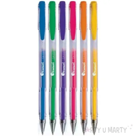 dlugopisy zelowe fluorescencyjne mix titanum 0 8 mm 6 szt