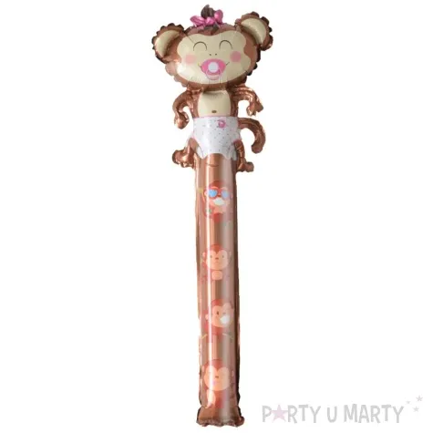 dmuchaniec malpka z rozowym smoczkiem partypal 78 cm