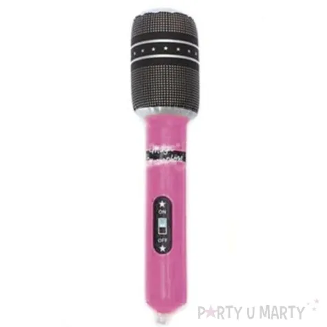 dmuchany mikrofon 20 cm rozowy